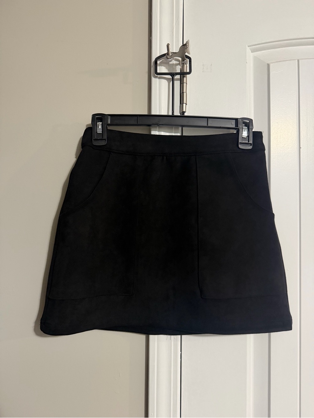 Honey Punch Black Mini Skirt with Front Pockets